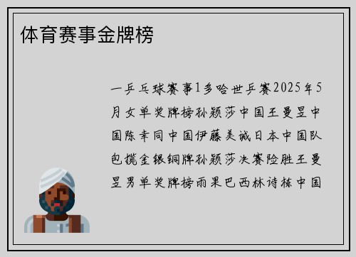 体育赛事金牌榜